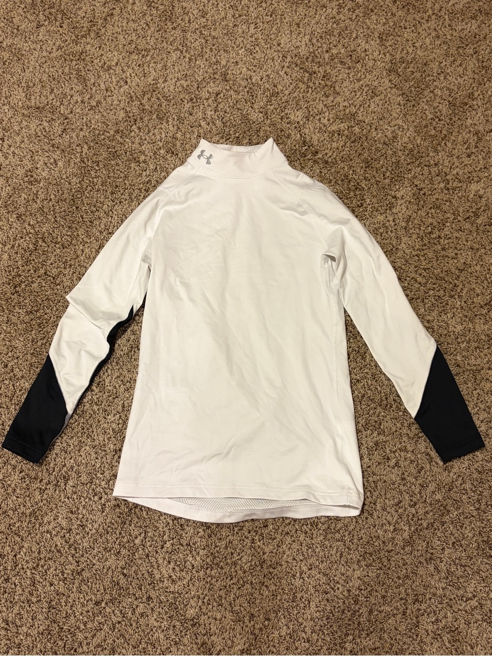 Under Armour Cold Gear White Long-Sleeve Performance Top with Black Cuffs